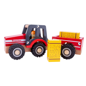 New Classic Toys Tractor met Aanhanger | Rood - klein paleis